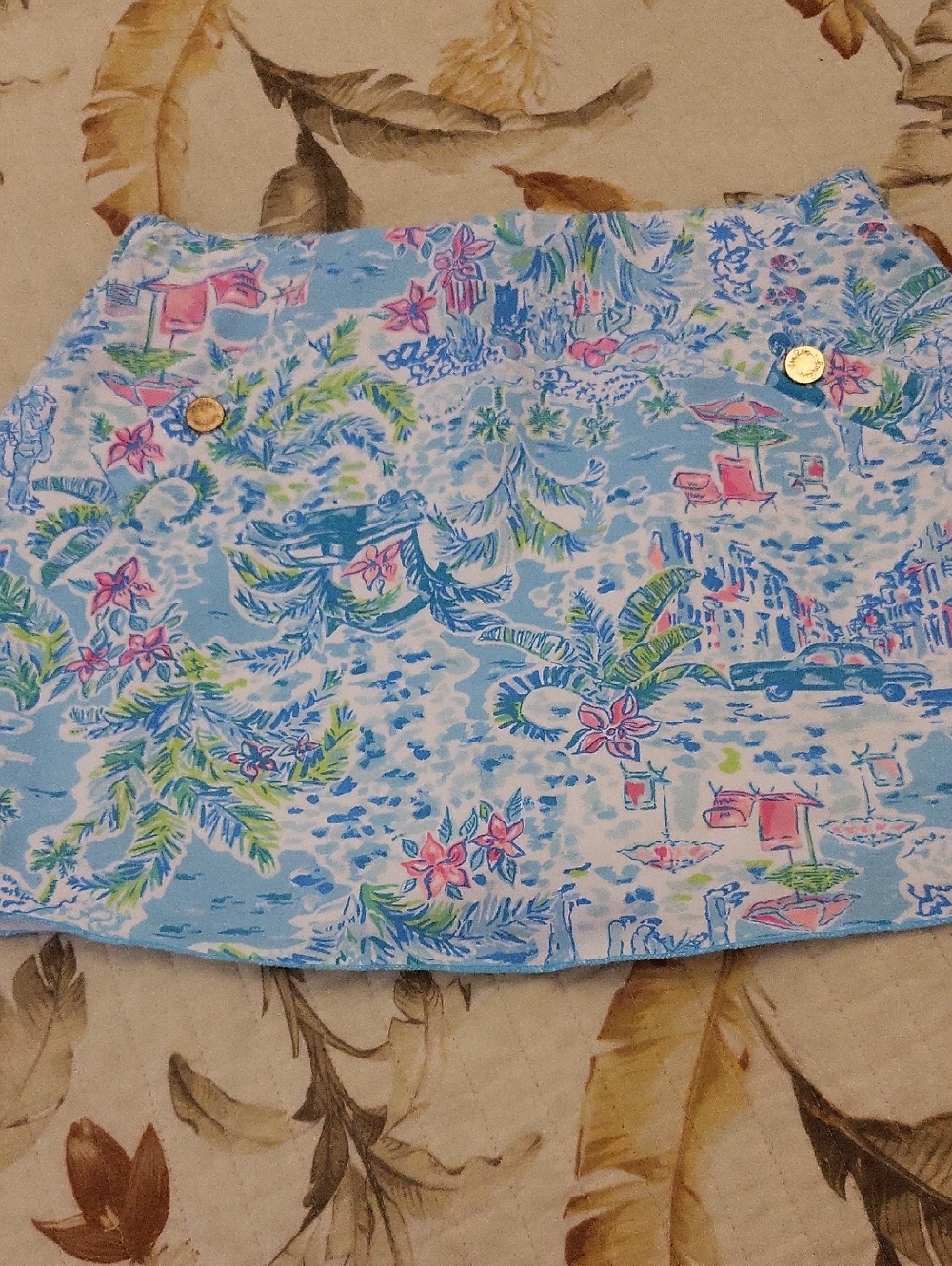Lilly Pulitzer Light Blue Tropical  Skort with Pink & Green Accents